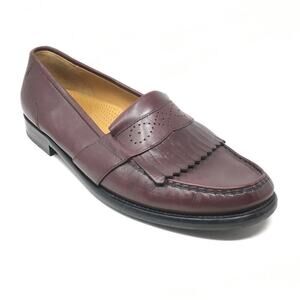Cole Haan Loafers Dress Shoes Burgundy Leather Slip On Kiltie Size 8